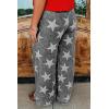 imagechouyatou Womens Wide Leg Star Printed Jeans Barrel Elastic High Waisted Drawstring Flare Denim PantsBlack Grey