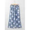 imagechouyatou Womens Wide Leg Star Printed Jeans Barrel Elastic High Waisted Drawstring Flare Denim PantsDark Blue