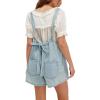 imagechouyatou Women Summer Denim Bib Overall Shorts Casual Adjustable Strap Back Bow Tie Jean Shortall RomperLight Blue