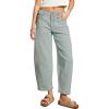 imagechouyatou Womens Baggy Mid Rise Barrel Jeans Boyfriend Y2K Striped Wide Leg Cropped Denim PantsRetro Blue