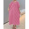 imagechouyatou Womens Casual Gingham LooseFit Swing Dress Cotton Lantern Puff Sleeve Plaid Midi Long DressRed