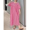 imagechouyatou Womens Casual Gingham LooseFit Swing Dress Cotton Lantern Puff Sleeve Plaid Midi Long DressRed