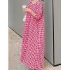 imagechouyatou Womens Casual Gingham LooseFit Swing Dress Cotton Lantern Puff Sleeve Plaid Midi Long DressRed