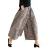 imagechouyatou Womens Cotton Linen Pants Elastic Waist Plaid Gingham Wide Leg Capri Palazzo PantsBrown Gingham