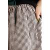 imagechouyatou Womens Cotton Linen Pants Elastic Waist Plaid Gingham Wide Leg Capri Palazzo PantsBrown Gingham