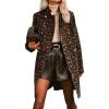 imagechouyatou Womens Leopard Print Faux Suede Trench Coat Notched Collar Double Breasted Pea CoatClassic Leopard