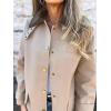 imagechouyatou Womens Vintage Corduroy Collar Faux Leather Jacket Single Breasted Pu Leather Long Trench Coat OuterwearKhaki