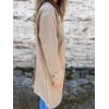 imagechouyatou Womens Vintage Corduroy Collar Faux Leather Jacket Single Breasted Pu Leather Long Trench Coat OuterwearKhaki