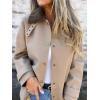 imagechouyatou Womens Vintage Corduroy Collar Faux Leather Jacket Single Breasted Pu Leather Long Trench Coat OuterwearKhaki
