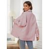 imageOSTOO Womens 2025 Oversized Lightweight Long Sleeves Shacket Jacket Button Down Wool Blend Coats with PocketsPink