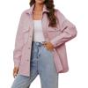 imageOSTOO Womens 2025 Oversized Lightweight Long Sleeves Shacket Jacket Button Down Wool Blend Coats with PocketsPink