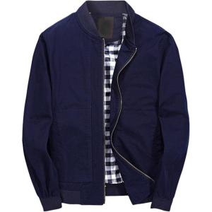 imagechouyatou Mens Classic Fit Cotton Lightweight Bomber Jacket Small Blue