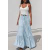 imagechouyatou Womens 2025 Casual ALine Tiered Maxi Jean Skirt Flowy Swing Pleated Boho Long Denim SkirtLight Blue