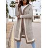 imagechouyatou Womens Color Block Vertical Striped Open Front Oversized Hooded Long Cardigan Sweaters with Pockets