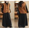 imagechouyatou Womens Fall Winter Tie Knot Elastic High Waist A Line Corduroy Long Midi Skirt with PocketsBlack