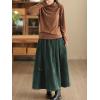 imagechouyatou Womens Fall Winter Tie Knot Elastic High Waist A Line Corduroy Long Midi Skirt with PocketsGreen
