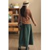 imagechouyatou Womens Fall Winter Tie Knot Elastic High Waist A Line Corduroy Long Midi Skirt with PocketsGreen