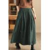 imagechouyatou Womens Fall Winter Tie Knot Elastic High Waist A Line Corduroy Long Midi Skirt with PocketsGreen
