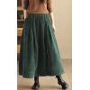imagechouyatou Womens Fall Winter Tie Knot Elastic High Waist A Line Corduroy Long Midi Skirt with PocketsGreen