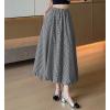 imagechouyatou Womens Retro Plaid Bubble Puffy Skirt High Elastic Waist A Line Swing Midi Long Skirt with PocketsPlaid Black