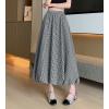 imagechouyatou Womens Retro Plaid Bubble Puffy Skirt High Elastic Waist A Line Swing Midi Long Skirt with PocketsPlaid Black