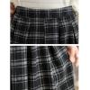 imagechouyatou Womens Retro Plaid Checkered Wool Skirt High Elastic Waist ALine Pleated Midi Long SkirtBlack