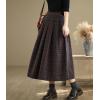 imagechouyatou Womens Retro Plaid Checkered Wool Skirt High Elastic Waist ALine Pleated Midi Long SkirtRed