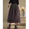 imagechouyatou Womens Retro Plaid Checkered Wool Skirt High Elastic Waist ALine Pleated Midi Long SkirtRed