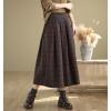 imagechouyatou Womens Retro Plaid Checkered Wool Skirt High Elastic Waist ALine Pleated Midi Long SkirtRed