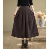 imagechouyatou Womens Retro Plaid Checkered Wool Skirt High Elastic Waist ALine Pleated Midi Long SkirtRed
