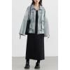 imagechouyatou Womens 2025 Fall Trendy Jean Jacket Zip Up Spring Y2K Distressed Oversized Denim Jacket CoatLight Blue