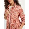 imagechouyatou Womens Boho Floral Button Down Denim Jacket Boyfriend Midi Long Jean Trench Coat OvercoatPink