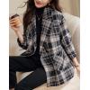 imagechouyatou Womens Business Casual Wool Blazer Jacket Coat Notched Collar Double Breasted Plaid Pea CoatDark Blue
