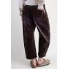 imagechouyatou Womens High Waisted Baggy Crop Corduroy Pants 2025 Fall Casual Barrel Harem Pants TrousersBlack