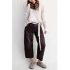 imagechouyatou Womens High Waisted Baggy Crop Corduroy Pants 2025 Fall Casual Barrel Harem Pants TrousersBlack