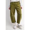 imagechouyatou Womens High Waisted Baggy Crop Corduroy Pants 2025 Fall Casual Barrel Harem Pants TrousersGreen