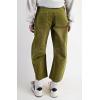 imagechouyatou Womens High Waisted Baggy Crop Corduroy Pants 2025 Fall Casual Barrel Harem Pants TrousersGreen
