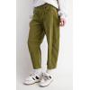 imagechouyatou Womens High Waisted Baggy Crop Corduroy Pants 2025 Fall Casual Barrel Harem Pants TrousersGreen