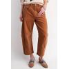 imagechouyatou Womens High Waisted Baggy Crop Corduroy Pants 2025 Fall Casual Barrel Harem Pants TrousersOrange