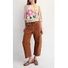 imagechouyatou Womens High Waisted Baggy Crop Corduroy Pants 2025 Fall Casual Barrel Harem Pants TrousersOrange