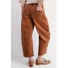 imagechouyatou Womens High Waisted Baggy Crop Corduroy Pants 2025 Fall Casual Barrel Harem Pants TrousersOrange