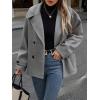 imagechouyatou Womens Winter Loose Fit Cropped Wool Coat Double Breasted Dressy Short Blazer Jacket PeacoatDark Grey