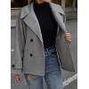 imagechouyatou Womens Winter Loose Fit Cropped Wool Coat Double Breasted Dressy Short Blazer Jacket PeacoatDark Grey