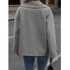 imagechouyatou Womens Winter Loose Fit Cropped Wool Coat Double Breasted Dressy Short Blazer Jacket PeacoatDark Grey