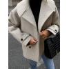 imagechouyatou Womens Winter Loose Fit Cropped Wool Coat Double Breasted Dressy Short Blazer Jacket PeacoatLight Grey