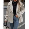 imagechouyatou Womens Winter Loose Fit Cropped Wool Coat Double Breasted Dressy Short Blazer Jacket PeacoatLight Grey