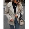 imagechouyatou Womens Winter Loose Fit Cropped Wool Coat Double Breasted Dressy Short Blazer Jacket PeacoatLight Grey