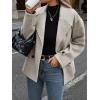 imagechouyatou Womens Winter Loose Fit Cropped Wool Coat Double Breasted Dressy Short Blazer Jacket PeacoatLight Grey