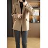 imagechouyatou Womens Winter Wool Coat Double Breasted Business Casual Blazer Jacket Mid Long PeacoatKhaki