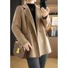 imagechouyatou Womens Winter Wool Coat Double Breasted Business Casual Blazer Jacket Mid Long PeacoatKhaki
